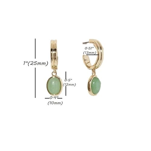 Candro CANDRO 18K Genuine Gold Plated Natural Green Aventurine Women's Earrings, S925 Silver Needle Anti-allergy Lasting Gloss Craft, Vintage Elegant Green Pendant Earrings, Gift Friends Family thumbnail 5