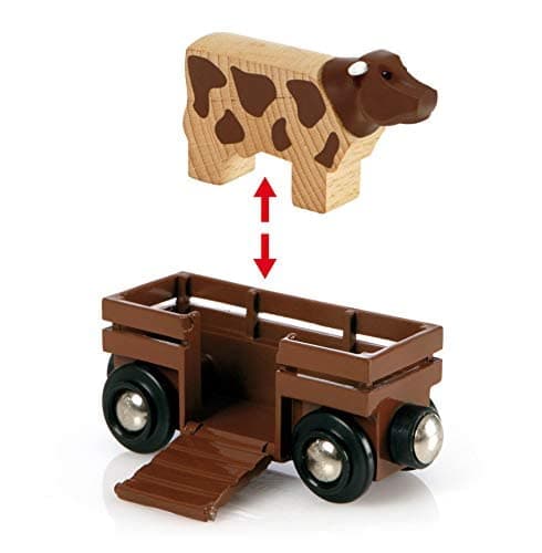 BRIO World 33719 - Farm Railway Set 20 Pieces - Wooden Train Set with Barn, Tractor & Animals for Kids Ages 3+ | FSC-Certified thumbnail 5