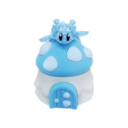 3D Printed Cute Mushroom House + Mushroom Dragon Toy Set,Cute Figurine Desktop Decorative Sculpture Ornament (Blue) - Image 1