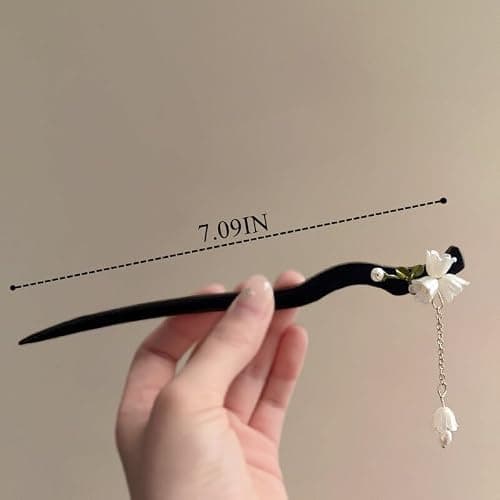 Classic Chinese Wooden Hair Sticks - Handmade Flower Hairpins and Chopsticks for Elegant Updos Floral Hairpin Wooden Hair Clip 1Pack thumbnail 3