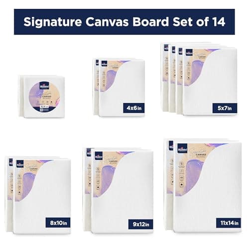 Bluebird Canvas Board - 4x4, 4x6, 5x7, 8x10, 9x12, 11x14. Set of 14 Gesso-Primed White Blank Canvases for Painting - 100% Cotton Canvas Board for Acrylic, Poster, Oil Paint thumbnail 7