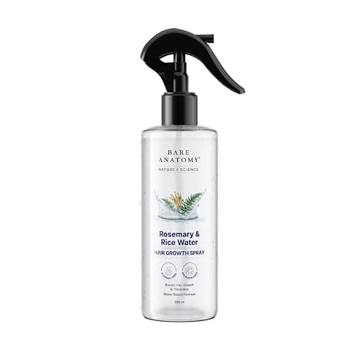 Bare Anatomy Nature x Science Rosemary Water Spray for Hair Growth & Hair Thickness with Rice Water |100% Natural Extract | Soft & Smooth Hair| Controls Hairfall| Non-Greasy & Fast Absorbing | 200 ml - Image 1