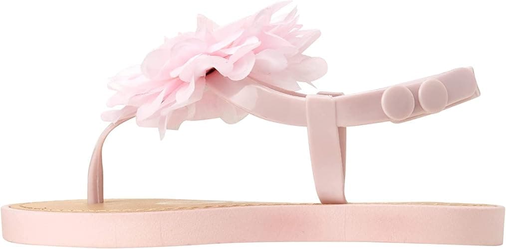 bebe Girls' Sandals - Open Toe Summer Flat Dress Shoes Snap Buckle Sandals with Chiffon Flower Design and Cushioned Sole thumbnail 5
