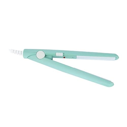 Mini Hair Straightener 2 in 1 Straight and Curly Hair Flat Iron Ceramic Tourmaline Plate 100-240V 20W US Plug (Green) thumbnail 5