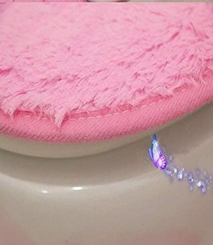GVTTX Bath mat Cute Cartoon Pink 4 PCS Bathroom Set Toilet Cover WC Non Slip Bath Mat - Toilet Contour Rug Closestool Lid Cover, Seat Cushion,Tissue Box Set (Pink). thumbnail 6