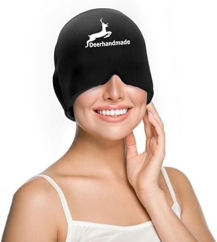Migraine Relief Cap, One Size Fits All Hot/Cold Gel Head Wrap, Migraine Cooling Eye Mask, Strong Elastic Comfort Fit, Reusable Durable for Stress & Headache Relief, FSA|HSA Eligible, Gift Box (Black) thumbnail 9
