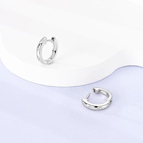 NARMO Earrings for Women 925 Sterling Silver Heart Hoops Small Colorful Rainbow Hoop Earrings Huggie Earrings thumbnail 2