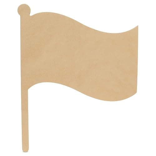 Unfinished Wooden Flag Cutout, 12", Pack of 5 Wooden Shapes for Crafts and Summer and July 4th Decor and Crafting, by Woodpeckers - Image 1