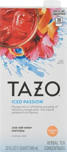 TAZO Passion Concentrate - 946 mL (Pack of 1), At Home Café Experience, Refreshing Hibiscus and Passionfruit Flavors, Naturally Caffeine-Free, Enjoy Hot or Iced thumbnail 3