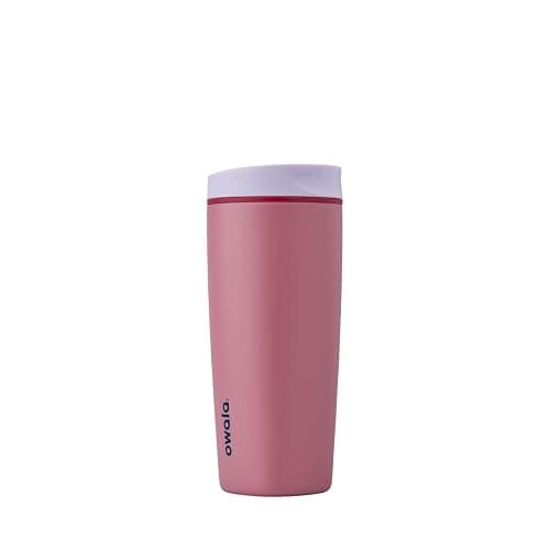 Owala SmoothSip Slider Insulated Stainless Steel Coffee Tumbler, Reusable Iced Coffee Cup, Hot Coffee Travel Mug, BPA Free 20 oz, Purple/Pink (Crochet Queen) - Image 1