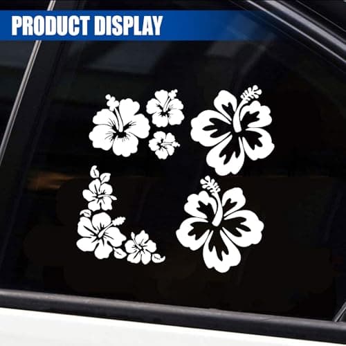 Hawaiian Hibiscus Flower Car Decal Sticker, Waterproof PET Decal, Car Bumper Sticker, Automotive Exterior Decoration Sticker Decal for Car, Truck, SUV, Door, Wall, Laptop (White, 7.88”×7.34”) thumbnail 4