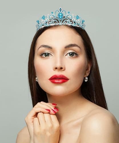 "Birthday Queen" Sash & Crystal Tiara Kit COCIDE Birthday Tiaras and Crowns for Women Sashes for Women Blue Decorations Set Rhinestone Headband Hair Accessories Glitter Sash for Party thumbnail 4