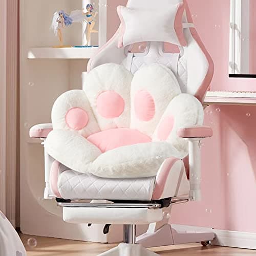 Ditucu Cat Paw Cushion Kawaii Chair Cushions 31.4 x 27.5 inch Cute Stuff Seat Pad Comfy Lazy Sofa Office Floor Pillow for Gaming Chairs Room Decor White - White a - Large thumbnail 9