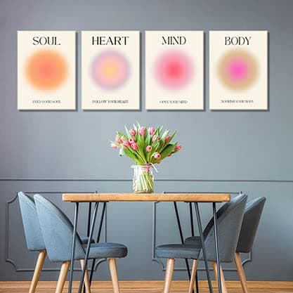 Framed Art Angel Halo Aesthetics Poster Set of 4 Pieces Colorful Aura Gradient Canvas Wall Art Spirit Soul Quote Print Painting Danish Pastel Bedroom Bathroom Yoga Wall Decor Gift for Lovers 12x16 thumbnail 6