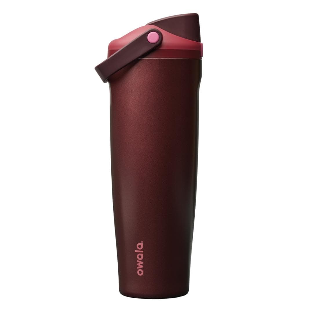 Owala FreeSip Sway Insulated Stainless Steel Water Bottle with Two-Way Spout, Built-in Straw and Bucket Handle, Made for Travel, School, and Sports, 40oz, BPA Free, Leak Proof, Black Cherry - Image 1