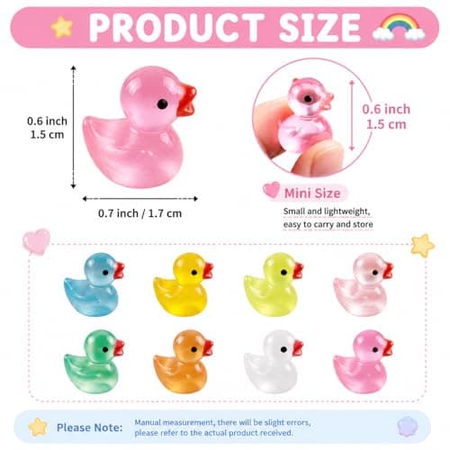 60Pcs Luminous Mini Resin Animals Ducks Bulk Tiny Resin Duck Glow in The Dark Mini Resin Figures Animals Small Plastic Miniature Ducks Figures for Miniature Landscape Decoration & DIY Craft Decor thumbnail 4