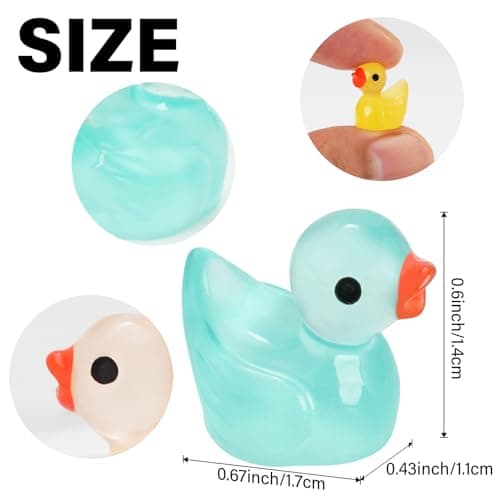 CRTWDMAN 240Pcs Luminous Mini Resin Ducks,Tiny Ducks Glow in The Dark,Little Ducks,Small Ducks to Hide,Miniature Figures for Party Favor thumbnail 3