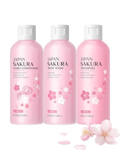 LAIKOU Shampoo and Conditioner Set, Travel Shampoo and Conditioner, Body Wash 3-in-1 Set, Shampoo and Conditioner for Women 7.04 Fl Oz / 200 ml 3pcs - Image 1