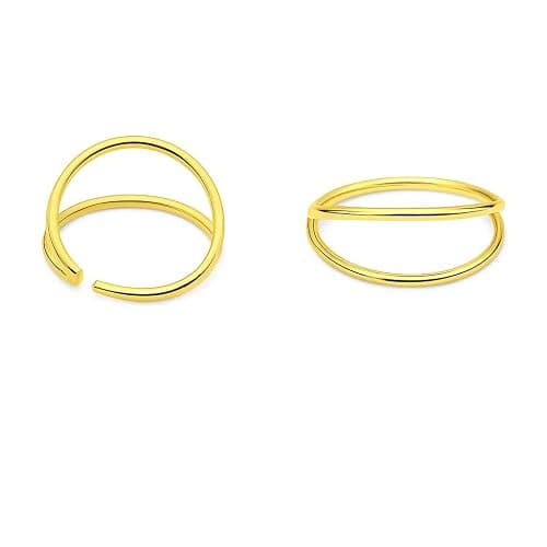 MyattaJewellery Double Nose Hoop 22G (0.6mm) 8mm – Sterling Silver Nose Ring, Double Hoop Piercing Effect, Adjustable Bendable Nostril Hoop, Hypoallergenic, Silver or Gold Plated – 1 Piece thumbnail 7