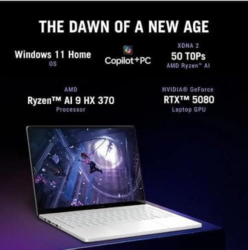 ASUS ROG Zephyrus G14 14" 3K OLED 120Hz Gaming Laptop Copilot+ PC AMD Ryzen AI 9 HX 370 RTX 5080 32GB RAM 2TB SSD Platinum White thumbnail 6