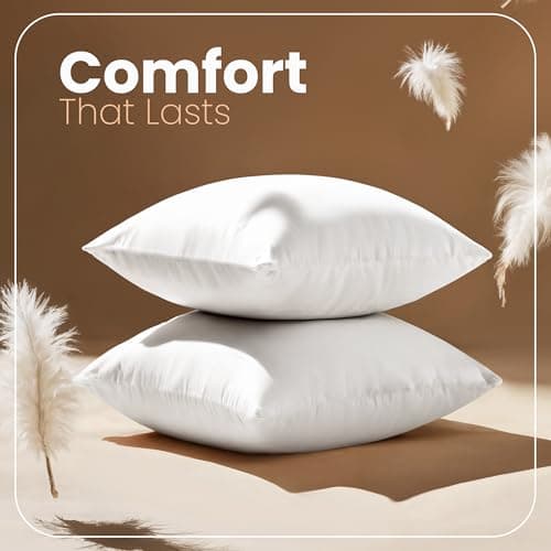 Utopia Bedding 18x18 Pillow Inserts, Set of 2, White – Indoor Decorative Throw Pillows for Bed, Sofa & Couch – Soft, Supportive & Fluffy Cushion Inserts thumbnail 4