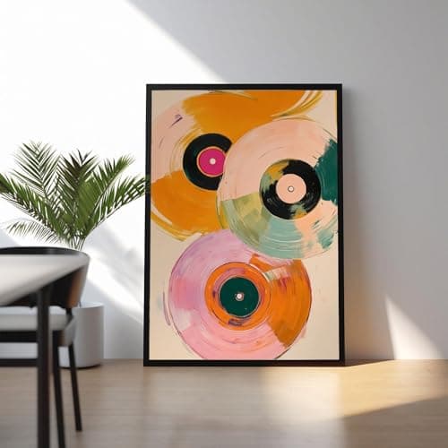 Retro Vinyl Painting Pink Vintage Music Canvas Wall Art 16x24 Inch Unframed thumbnail 3