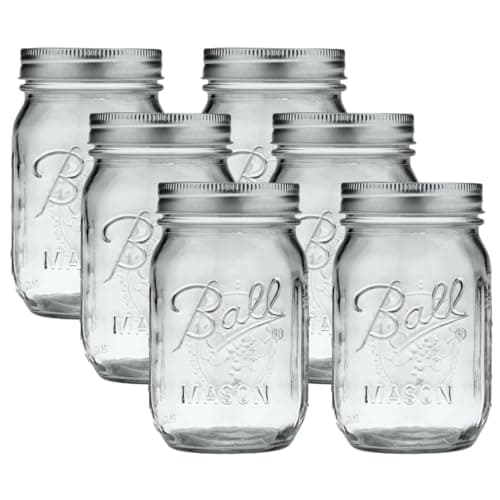 Ball Regular Mouth Glass Mason Jars with Lids and Bands, Used for Canning (Pint, 16 Ounce (Pack of 6)) - Image 1
