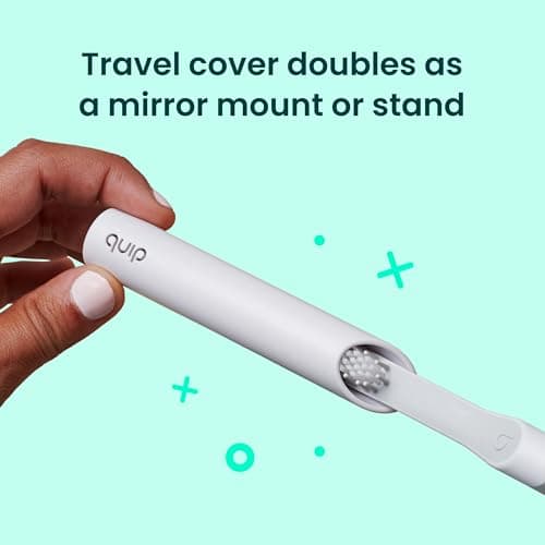 Quip Sonic Electric Toothbrush for Adults with Timer - Includes Travel Case & Replacement Brush Head - 3 Month Battery Life, Plastic Handle - Sage thumbnail 5