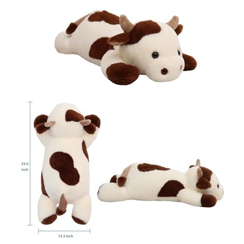 YESGIRL 25.6 inch 5 lbs Cow Weighted Stuffed Animals, Large Weighted Plush Animal, Cute Plush Toy Pillow, Soft Kawaii Plushie Gifts for Adults, Kids, Boys and Girls(Off-White) thumbnail 2