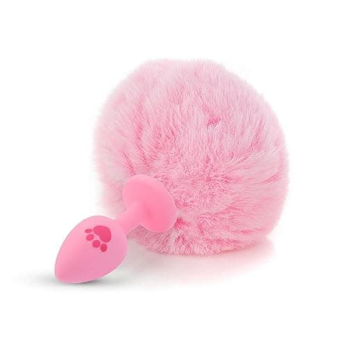 Anal Plug Rabbit Bunny Tail, Pink Fluffy Tail Butt Plug Silicone Anal Sex Toy Cute Sexy Cosplay Erotic Role Play Anus Toy for Adults Men Women Couples - Image 1