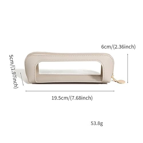 UUYYEO Clear PU Leather Makeup Bag Portable Makeup Brush Pouch Cosmetic Organizer Zipper Pouch Travel Makeup Storage Bag Small Toiletry Pouches Lipstick Organizer Bag Brown thumbnail 2