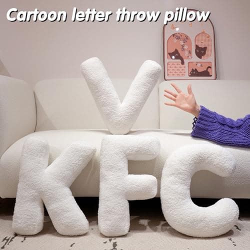 Letter Pillows A-Z, Monogram Throw Pillow 15.7in - Plush Alphabet Cushions for Sofa, Bed, Kids Room - Decorative Initial Pillows (Black/White) for Home Decor, Heart & LOVE Photo Props (White-D) thumbnail 3