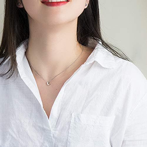 CISHOP Crescent Moon Necklace High Polished Sterling Silver Pendant Necklace for Women Jewelry…, Metal, No Gemstone thumbnail 3