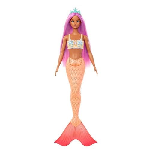 Barbie Mermaid Doll with Pink Fantasy Hair & Headband Accessory, Toy with Starfish-Inspired Bodice & Soft Orange Tail thumbnail 6