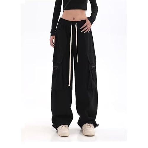 Ownwfeat Women's Cargo Pants Low Waist Trousers Straight Pants thumbnail 3