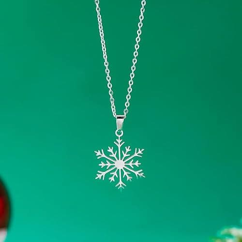 vdwv Stainless Steel Christmas Necklace Simple Elk Christmas Tree Snowflake Santa Pendant Necklace for Women Christmas Jewelry Winter Snow Clavicle Chain thumbnail 6