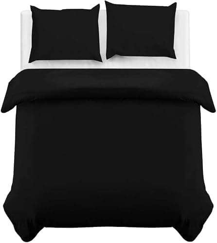 MOONLIGHT20015 King Duvet Cover Black Solid Soft King Bedding Duvet Cover Set with 2 Matching Pillowcases thumbnail 3
