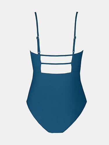 CUPSHE Women Swimsuit One Piece Bathing Suit Square Neck Cutout Back Tummy Control with Adjustable Spaghetti Straps thumbnail 5