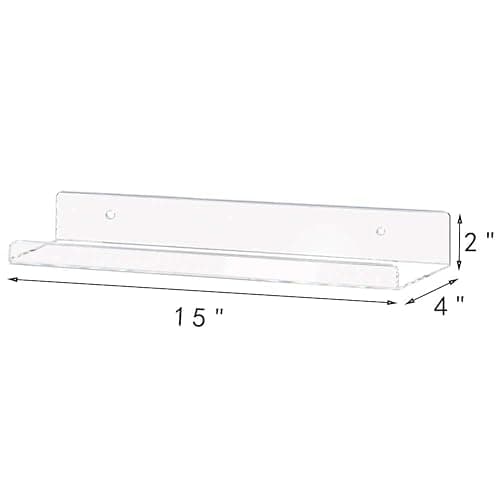 Weiai Clear Acrylic Shelf 15" Invisible Floating Wall Ledge Bookshelf, Kids Book Display Shelves Wall Mounted (15 Inch 3Pack) thumbnail 3