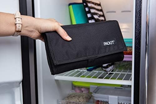 PackIt Freezable Lunch Bag, Black, Built with EcoFreeze Technology, Foldable, Reusable, Zip and Fold Closure with Buckle Handle, Perfect for School and Office Lunches thumbnail 2