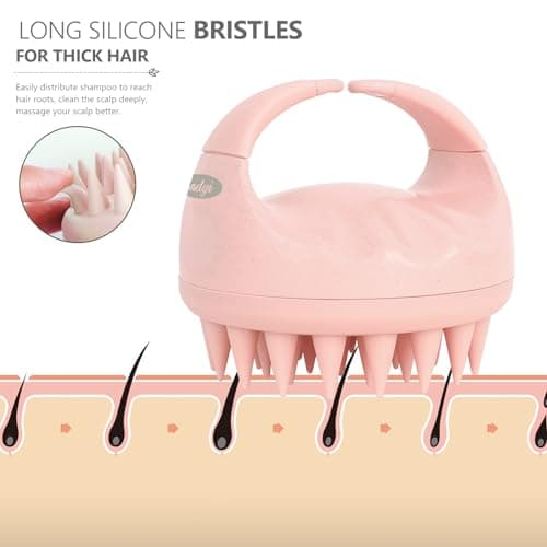 Sndyi Scalp Massager Shampoo Brush, Scalp Scrubber with Soft Silicone Bristles, Scalp Exfoliator for Dandruff Removal, Scalp Massager for Hair Growth, Wet Dry Hair Brush for Scalp Care, Pink thumbnail 3