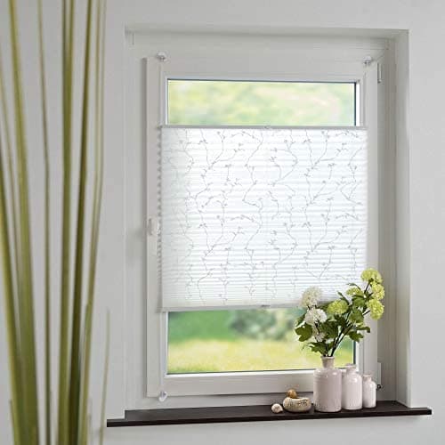 Plissee mit Blumenmotiv, verstellbare Klemmträger, ohne Bohren, einfache Montage am Fensterrahmen, Breite: 40 cm/Länge: 130 cm - Image 1