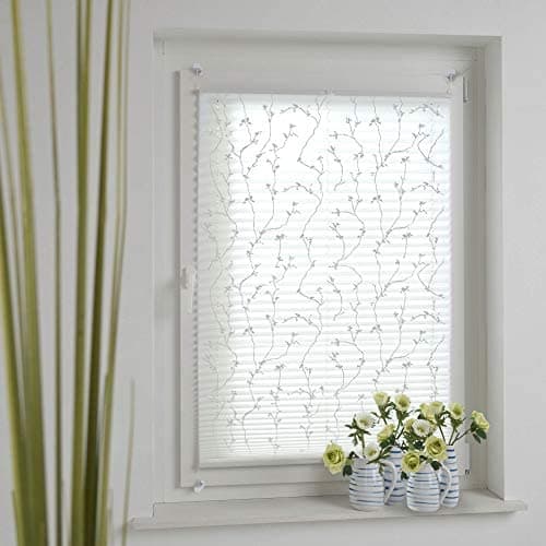 Plissee mit Blumenmotiv, verstellbare Klemmträger, ohne Bohren, einfache Montage am Fensterrahmen, Breite: 40 cm/Länge: 130 cm thumbnail 2