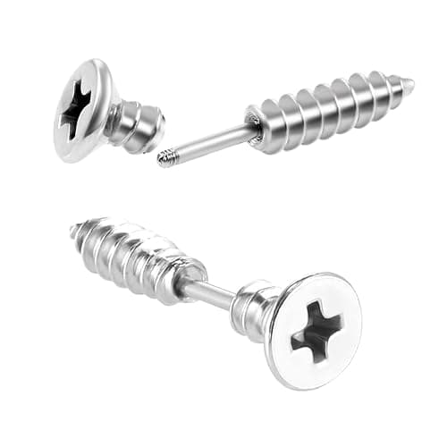 LEEQ 2pcs Frauen Männer Punk Edelstahl Schraube Ohrstecker Ohrringe Schmuck Silber（） - Image 1
