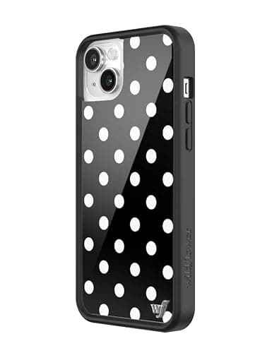 Wildflower Cases - Compatible with Apple iPhone 13/14 | Protective Black Bumper, 4ft Drop Test Certified, Women Owned Small Business | Black & White Polka Dot - Trendy Classic Cute Aesthetic thumbnail 2