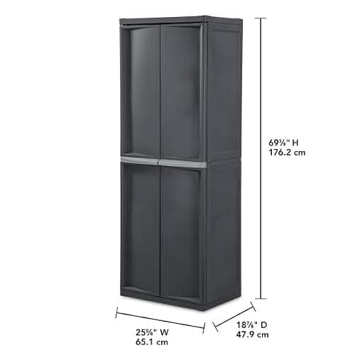Sterilite 4 Shelf Cabinet, Lockable Utility Storage, Gray | Adjustable Shelves - Plastic Shelving Unit for Organizing Garage, Pantry, Basement, Laundry Room or Mudroom thumbnail 3