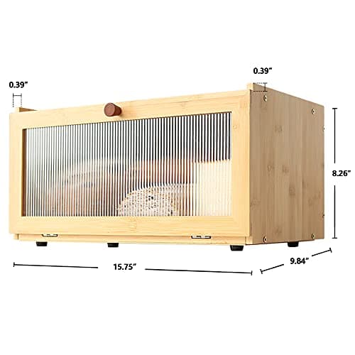 ETMI Bamboo Bread Box for Kitchen Counter-Large Capacity Bread Storage Container Farmhouse Bread Box with Window Bread Holder thumbnail 7