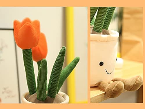 AULUDA Tulip Plush Toy, 13" Orange Flower Pot Stuffed Throw Plushie Pillow Doll, Soft Fluffy Plant Friend Hugging Cushion - Present for Every Age & Occasion thumbnail 5