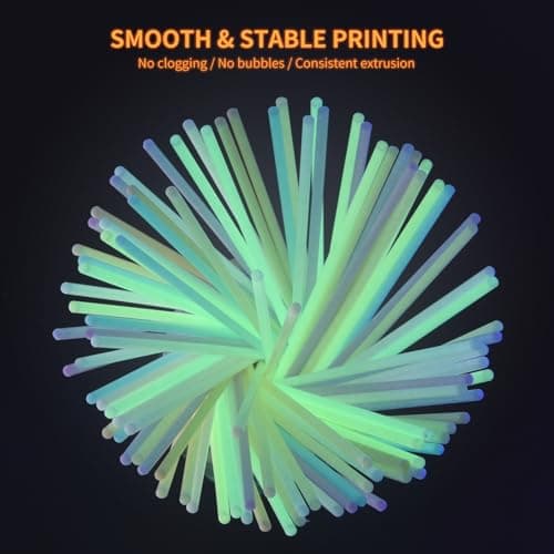 Puikos 10 Colors Glow in The Dark 3D Pen Printing Filament Refill Only Fit for 3Doodler Start+ 3D Pen Low Printing Temperature 2.5mm PCL Filament Refills Packs Each 15.2 cm x 5 pcs Color Total 100 pcs thumbnail 4