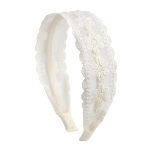 Xansema Cute Lace Headbands for Girls, Vintage Floral Embroidered Hairband Fashion Non-Slip Headbands Boho Hairhoops Hair Accessories (Flower) - Image 1